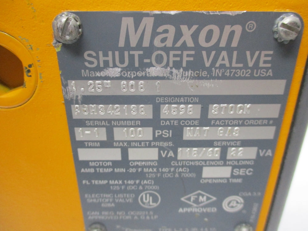 MAXON 1.25-808-1 100PSI (AS PICTURED) NSNP