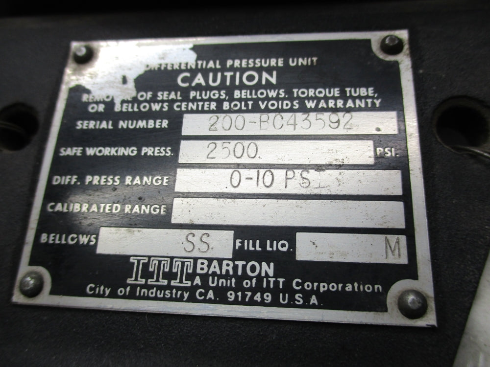 ITT 200-BC43592 0-10PSI UNMP