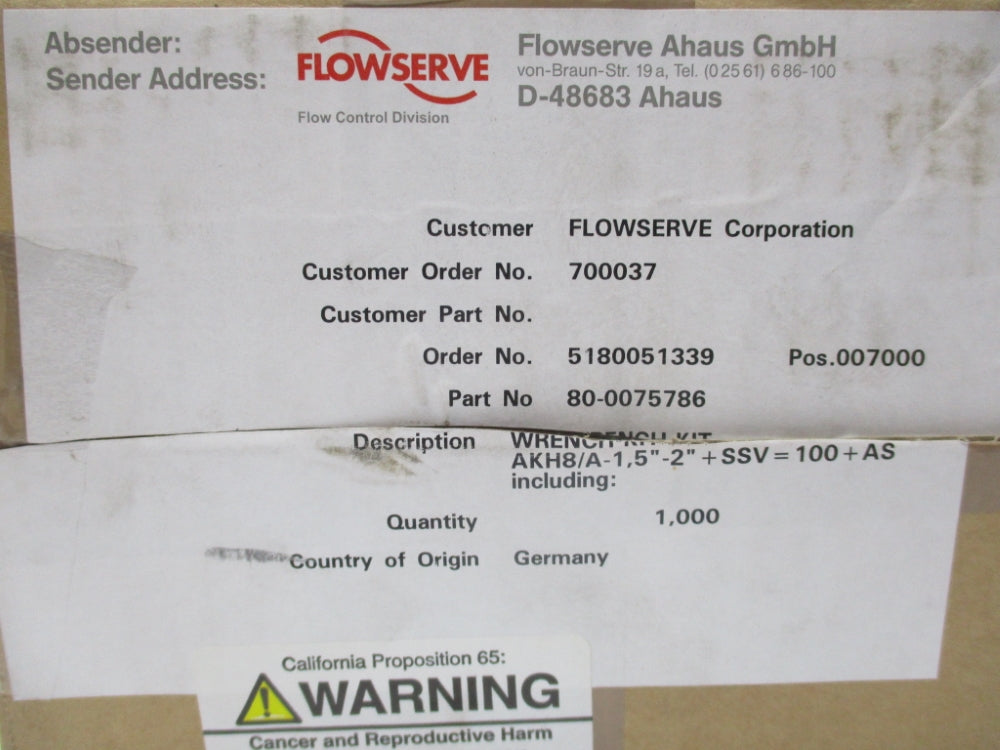FLOWSERVE 80-0075786 NSMP