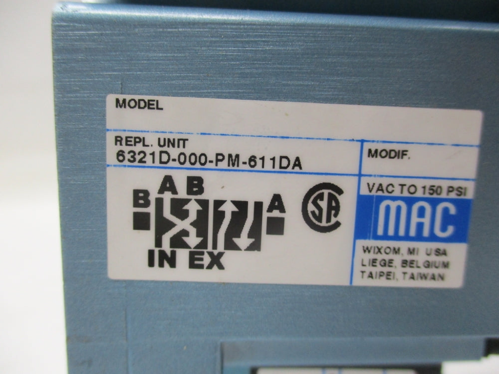 MAC 6321D-000-PM-611DA 150PSI 24VDC NSMP