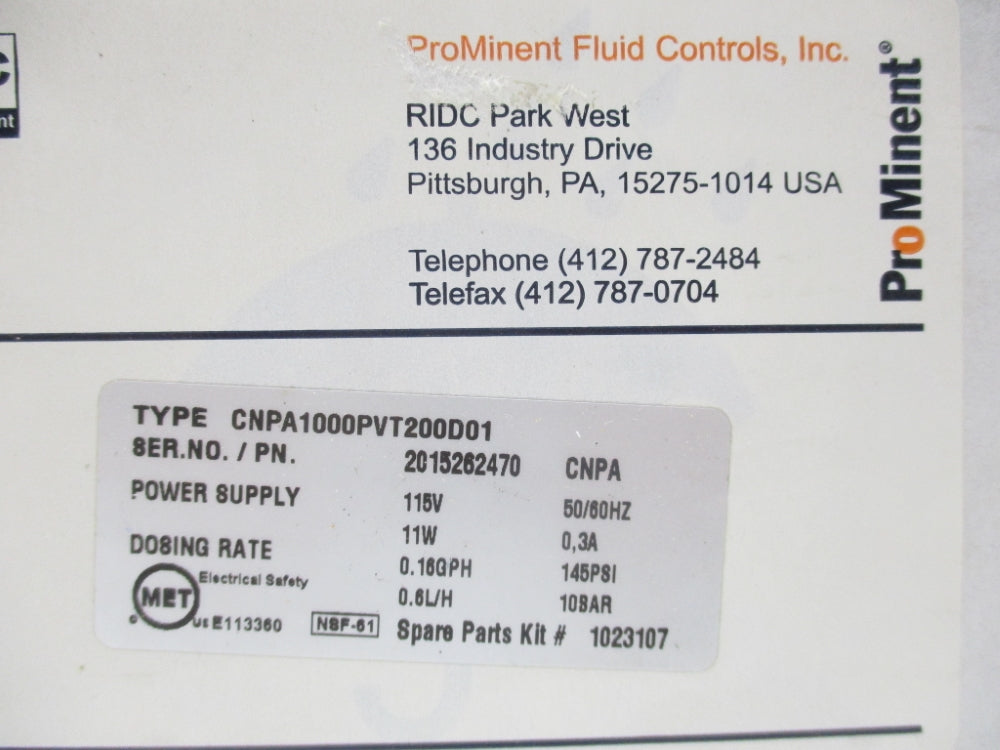 PROMINENT CNPA1000PVT200D01 145PSI NSMP