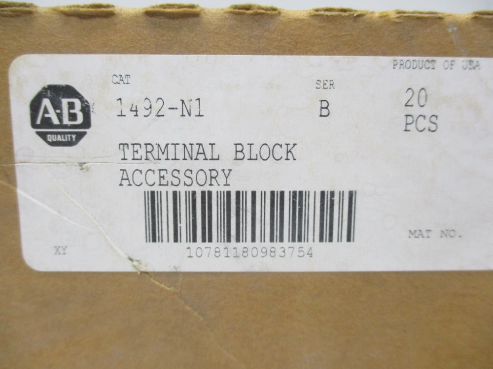 ALLEN BRADLEY 1492-N1 SER. B (PKG 20) (BR/WH) NSMP