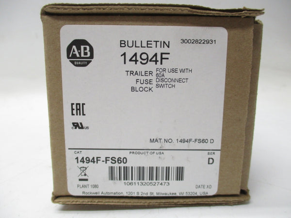 ALLEN BRADLEY 1494F-FS60 SER. D (BR/WH) NSMP