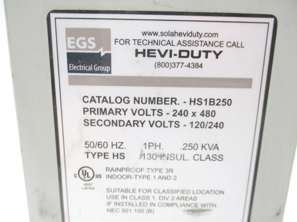 EGS HS1B250 .250KVA (AS PICTURED) NSNP