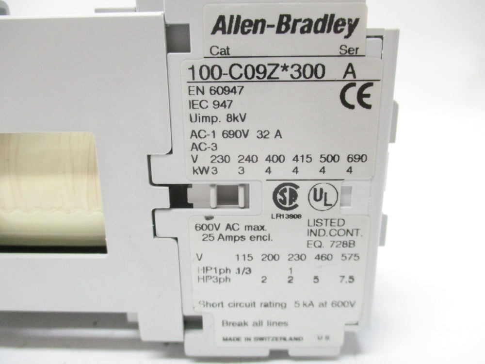 ALLEN BRADLEY 100-C09ZJ300 SER. A 24VDC NSNP