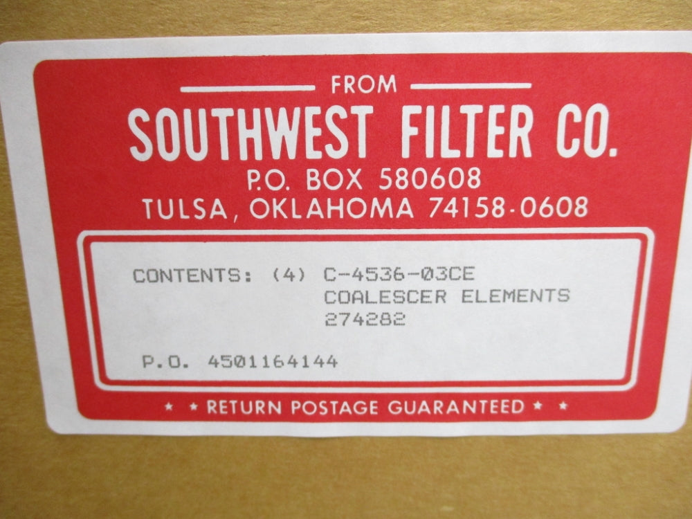 SOUTHWEST FILTER COALESCER ELEMENTS C-4536-03CE (PKG OF 4) NSFS