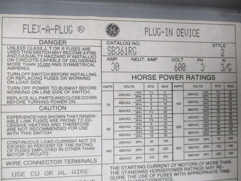 GENERAL ELECTRIC SB361RG NSNP