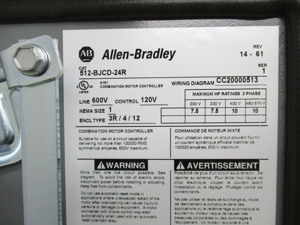 ALLEN BRADLEY 512-BJCD-24R NSMP