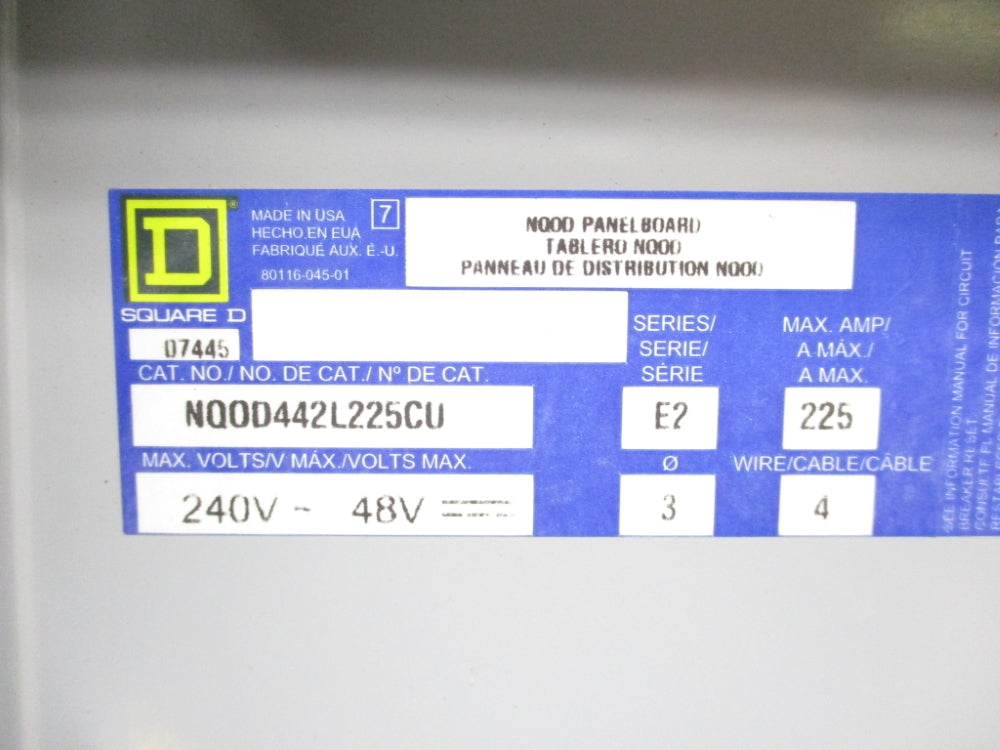 SQUARE D NQ0D442L225CU NSNP