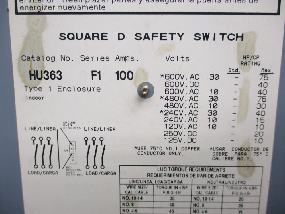 SQUARE D HU363 NSMP