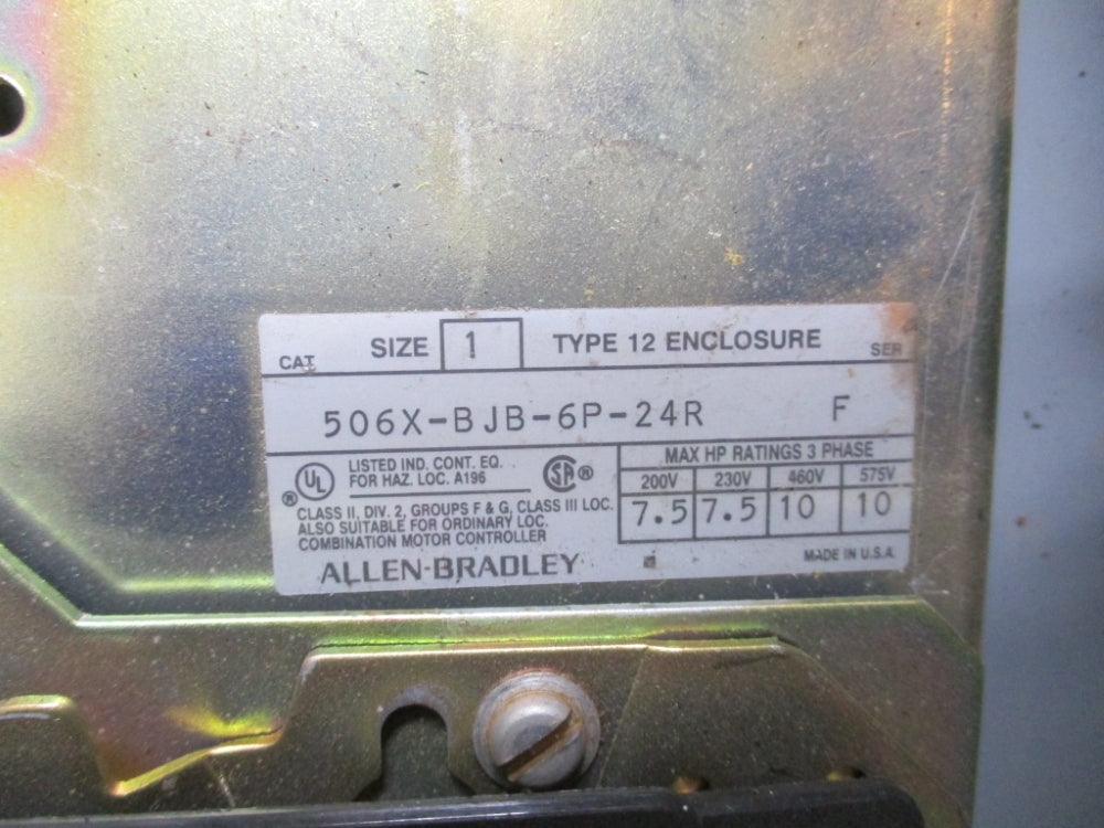 ALLEN BRADLEY 506X-BJB-6P-24R SER. F (AS PICTURED) UNMP