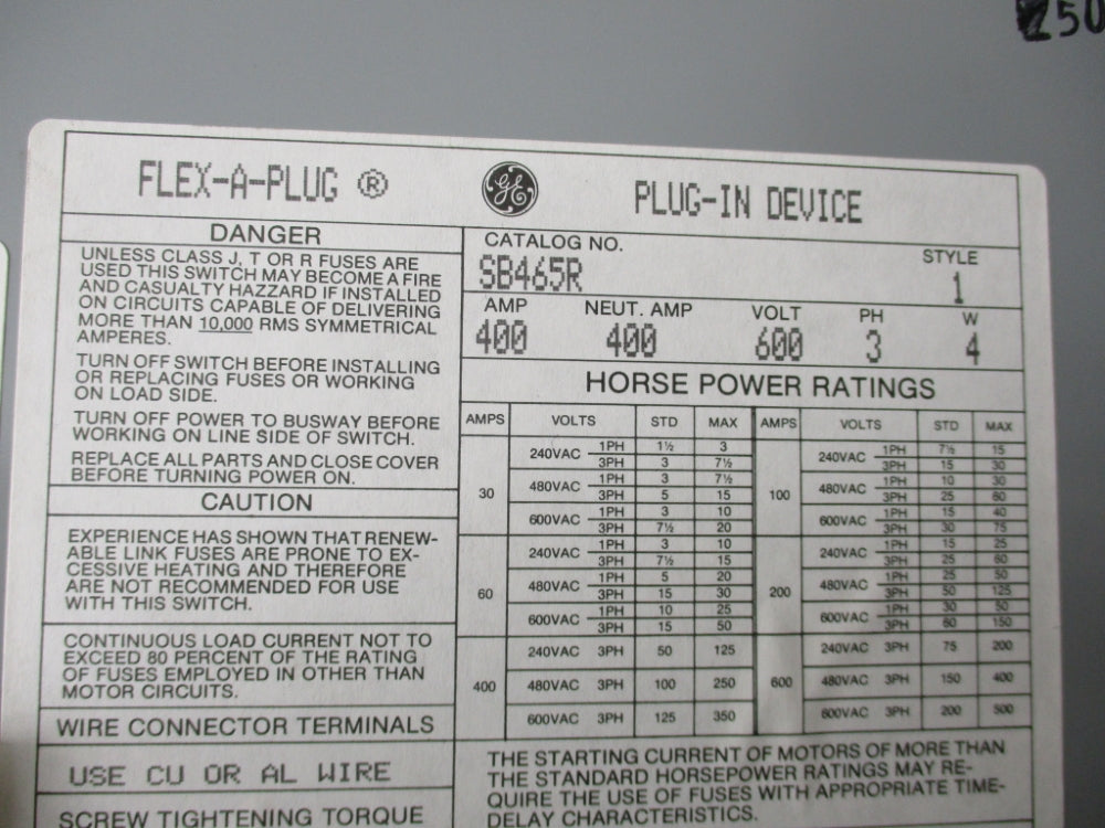 GENERAL ELECTRIC SB465R NSMP