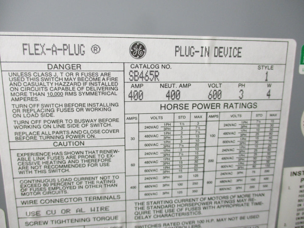 GENERAL ELECTRIC SB465R NSNP