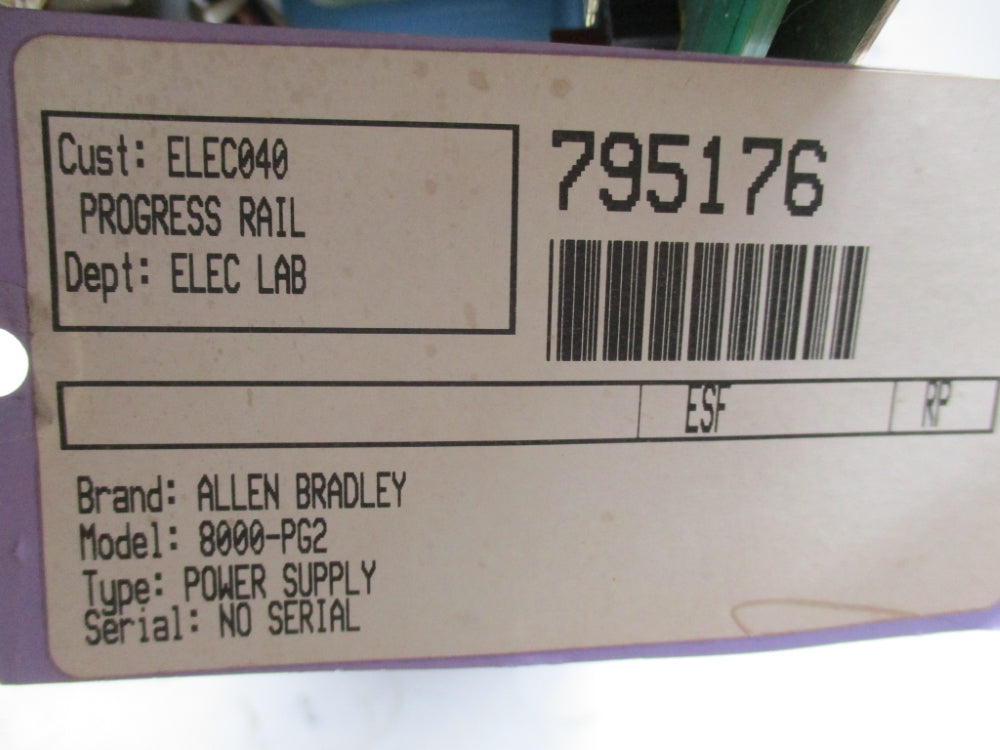 ALLEN BRADLEY 8000-PG2 UNMP