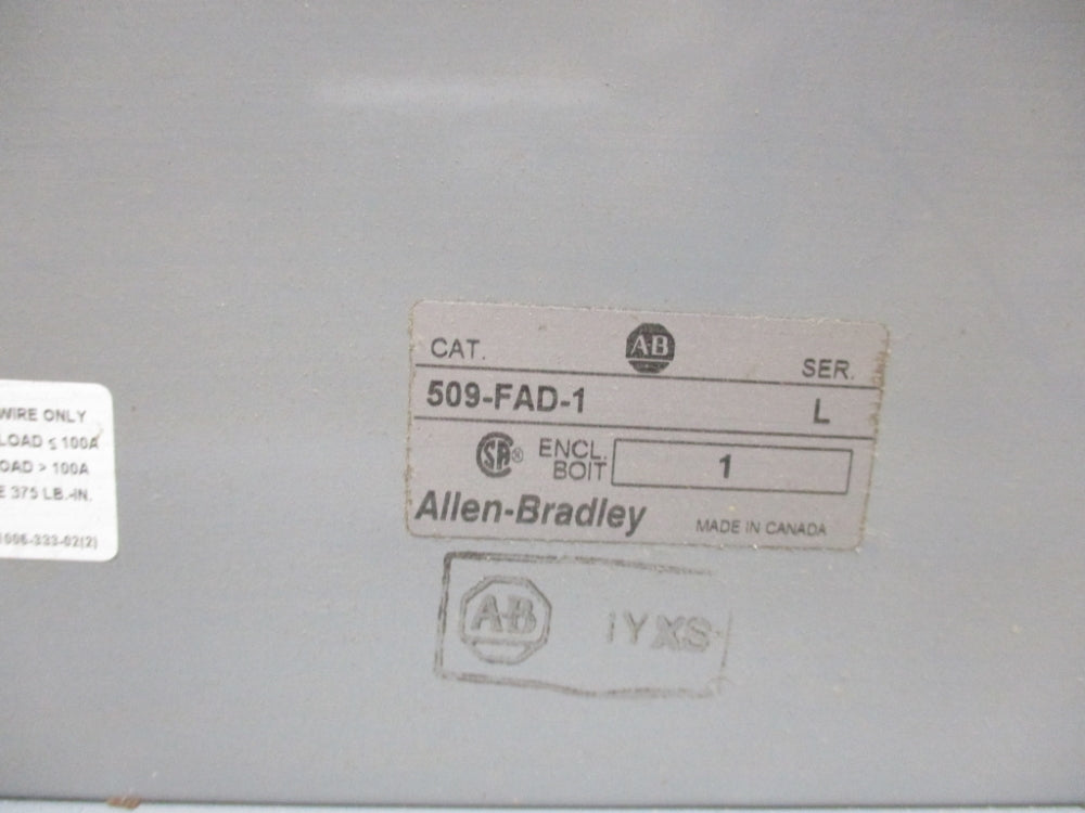 ALLEN BRADLEY 509-FAD-1 SER. L WITH 509-FOD SZ 5 NSNP