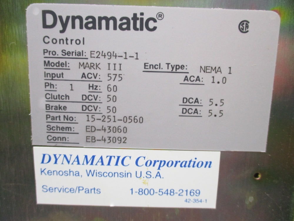 DYNAMATIC 15-251-0560 (AS PICTURED) UNMP
