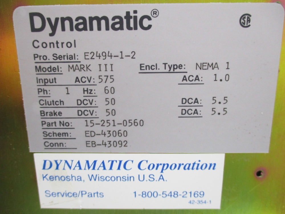 DYNAMATIC 15-251-0560 NSNP