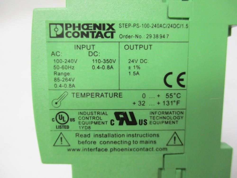 PHOENIX CONTACT STEP-PS-100-240AC/24DC/1.5 2938947 UNMP