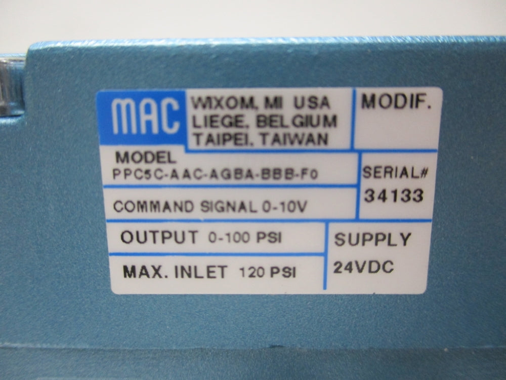 MAC PPC5C-AAC-AGBA-BBB-F0 120PSI 24VDC NSNP