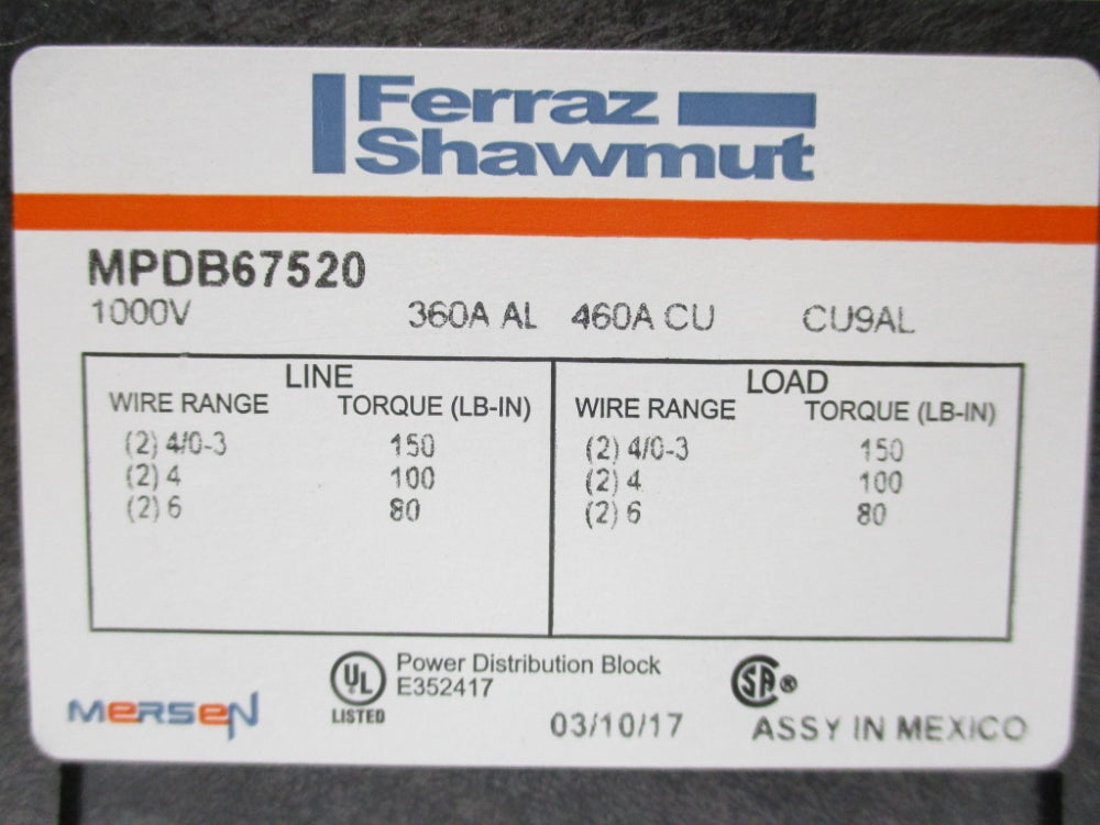 FERRAZ SHAWMUT MPDB67520 NSNP