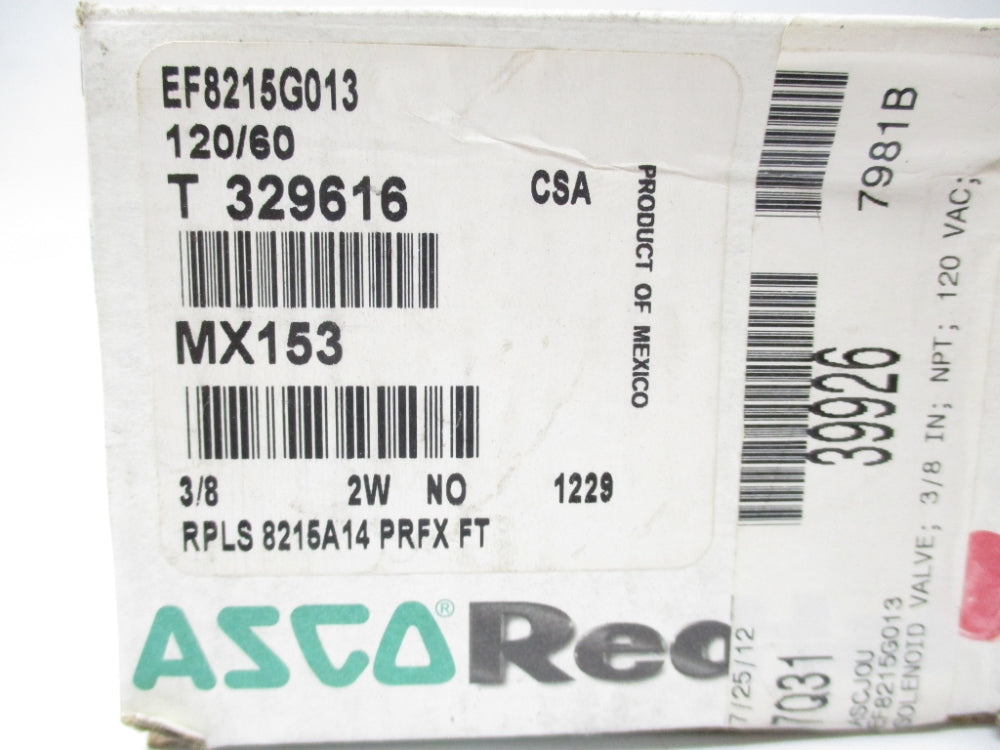 ASCO EF8215G013 120V 125PSI 3/8" NSMP