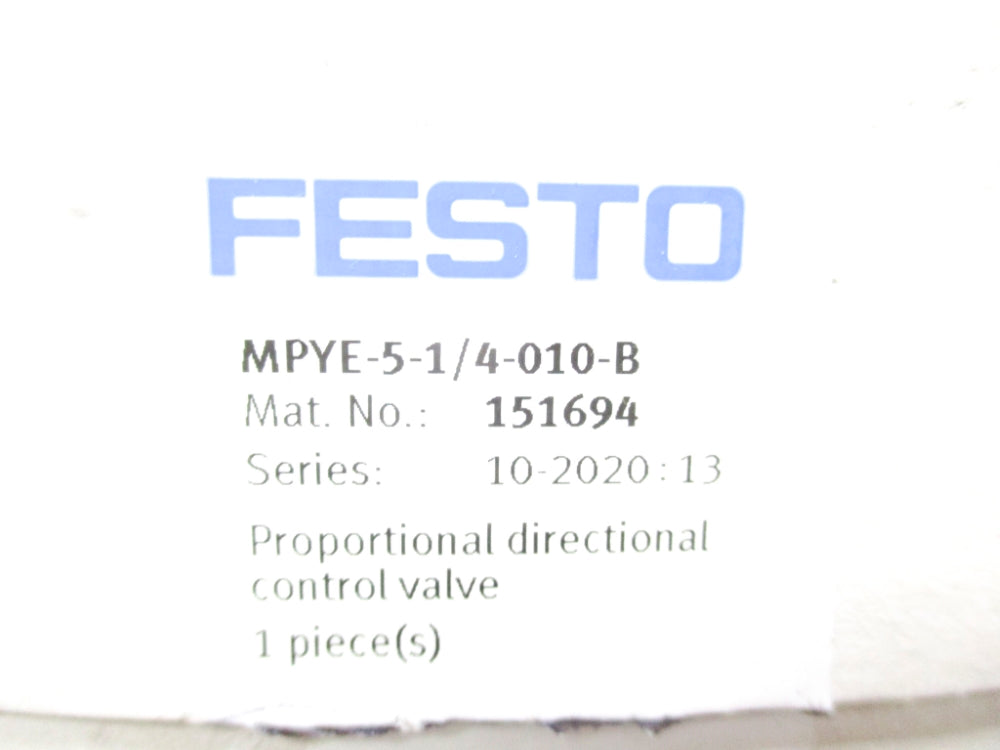 FESTO MPYE-5-1/4-010-B 151694 24VDC 0-145PSI NSMP