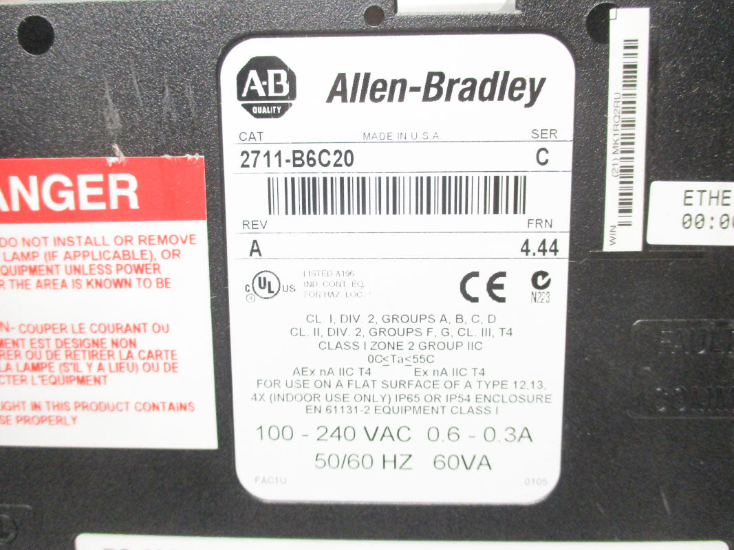 ALLEN BRADLEY 2711-B6C20 SER. C F/W 4.44 UNMP