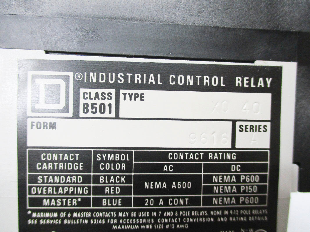 SQUARE D 8501X040V06 SER. A 480V NSMP
