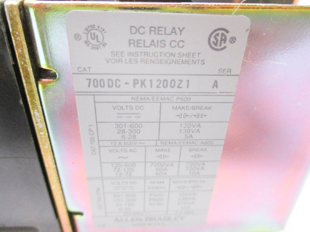 ALLEN BRADLEY 700DC-PK1200Z1 SER. A 115/125V NSNP