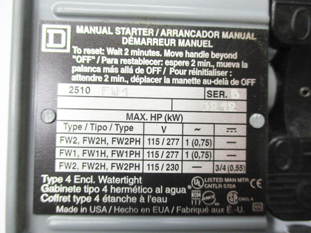 SQUARE D 2510FW1 SER. B 277V NSMP