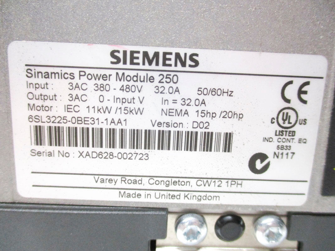 SIEMENS 6SL3225-0BE31-1AA1 380-480V UNMP