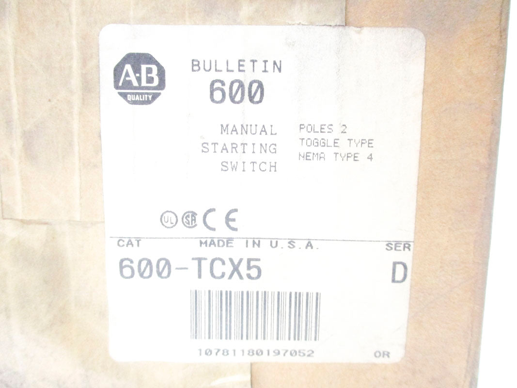 ALLEN BRADLEY 600-TCX5 SER. D (BR/WH) NSFS