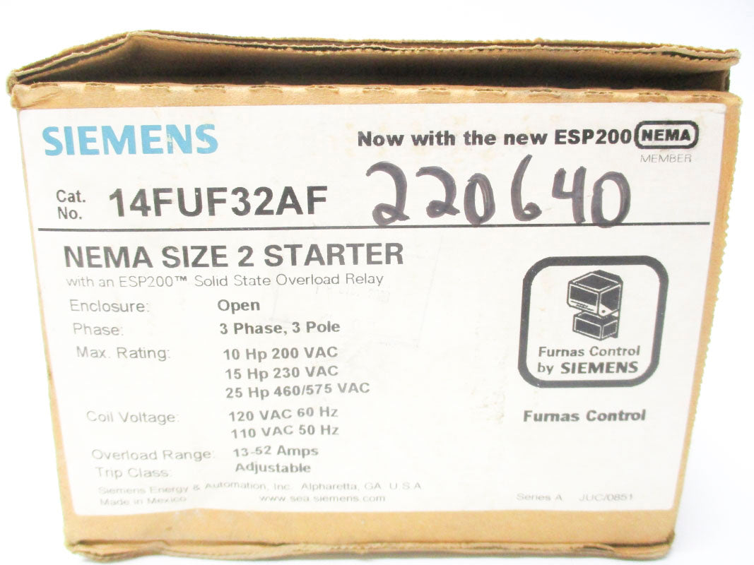 SIEMENS 14FUF32AF 110/120VAC 13-52A NSMP