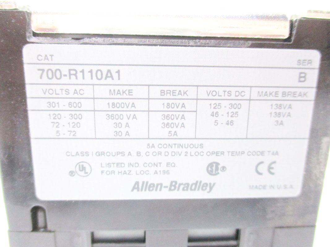 ALLEN BRADLEY 700-R110A1 SER. B 5A 110/115-120V UNMP