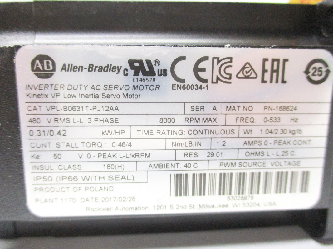 ALLEN BRADLEY VPL-B0631T-PJ12AA SER. A NSNP
