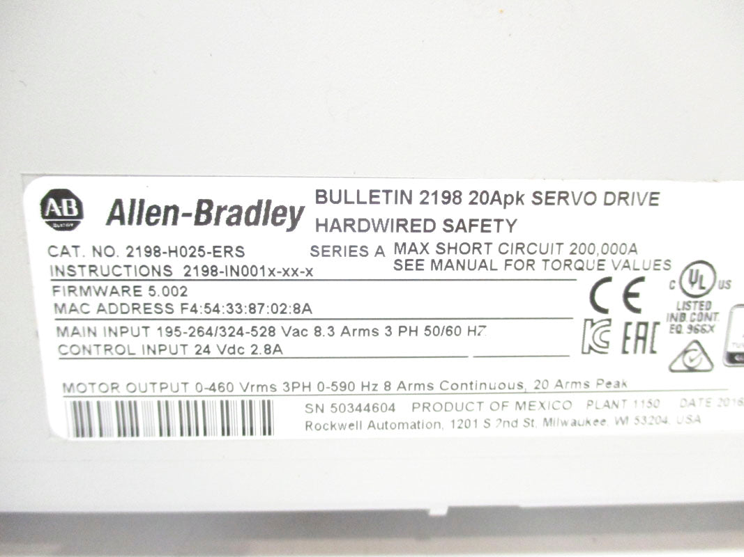ALLEN BRADLEY 2198-H025-ERS SER. A F/W 5.002 NSMP