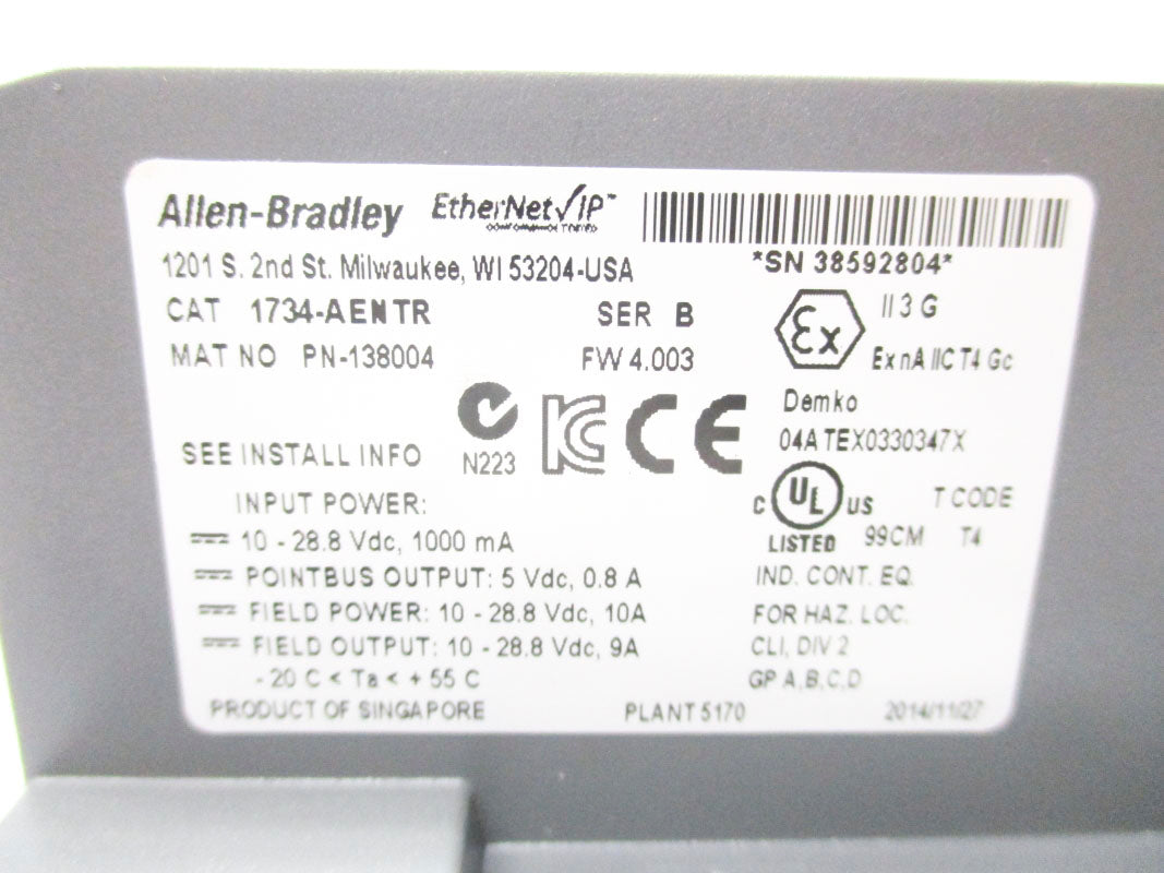 ALLEN BRADLEY 1734-AENTR SER. B F/W 4.003 NSNP
