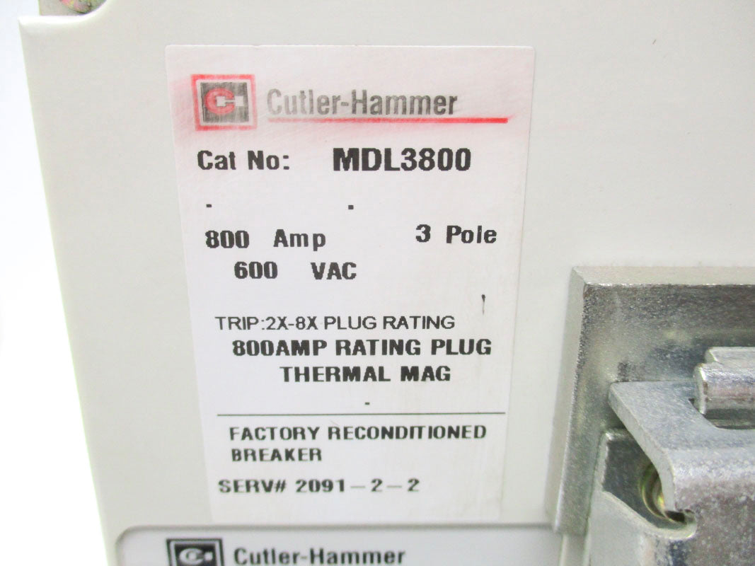 CUTLER HAMMER MDL3800 800A 600VAC REMAN