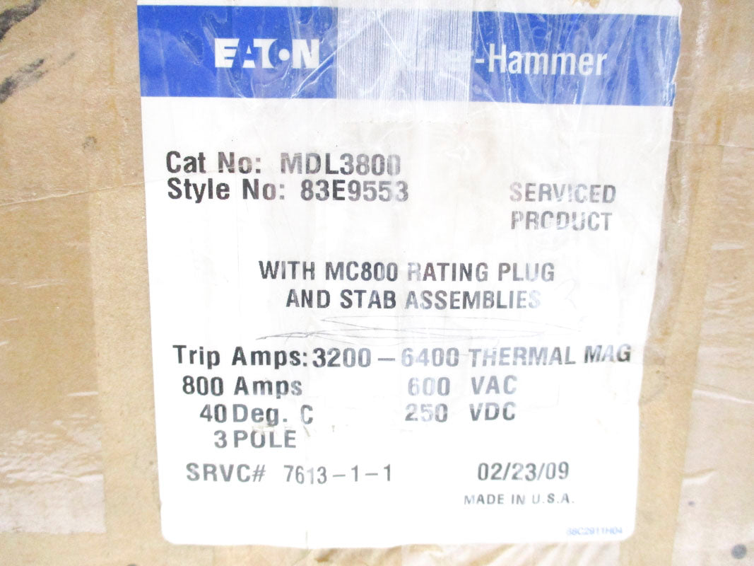 CUTLER HAMMER MDL3800 800A 600VAC REMAN