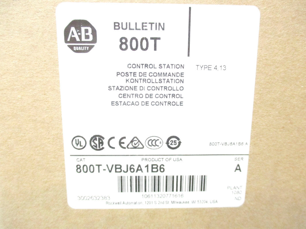 ALLEN BRADLEY 800T-VBJ6A1B6 SER. A F/W 2.1 (BR/WH) NSMP