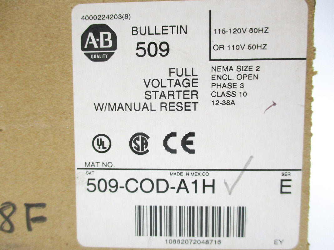 ALLEN BRADLEY 509-COD-A1H SER. E (BR/WH) NSMP