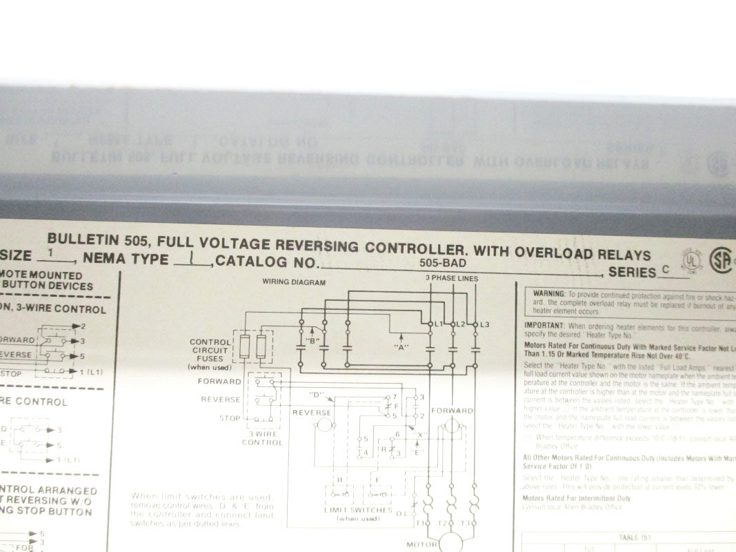 ALLEN BRADLEY 505-BAD SER. C 120V NSNP