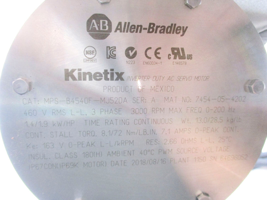 ALLEN BRADLEY MPS-B4540F-MJ52DA 7454-05-4202 SER. A 7.1A 460V NSNP
