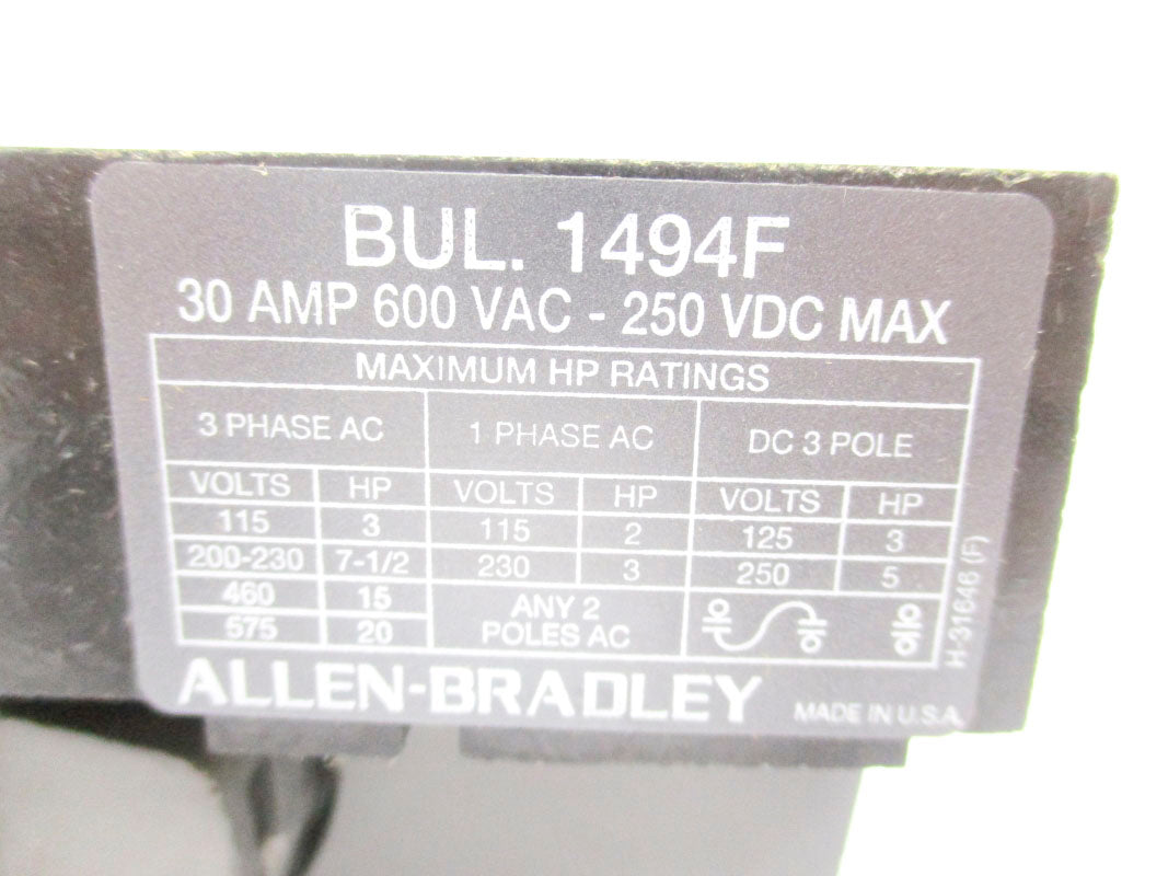 ALLEN BRADLEY X-419118 1494F 100A 600V NSNP