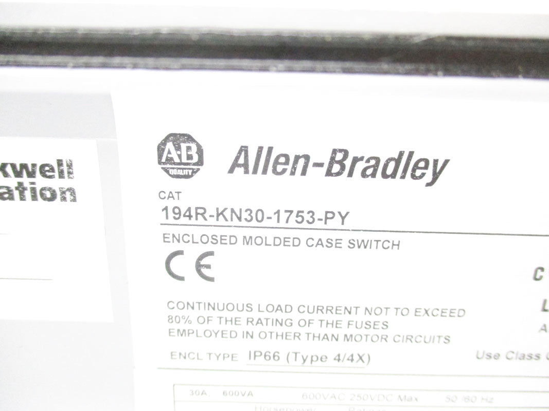 ALLEN BRADLEY 194R-KN30-1753-PY SER. B 30A NSMP