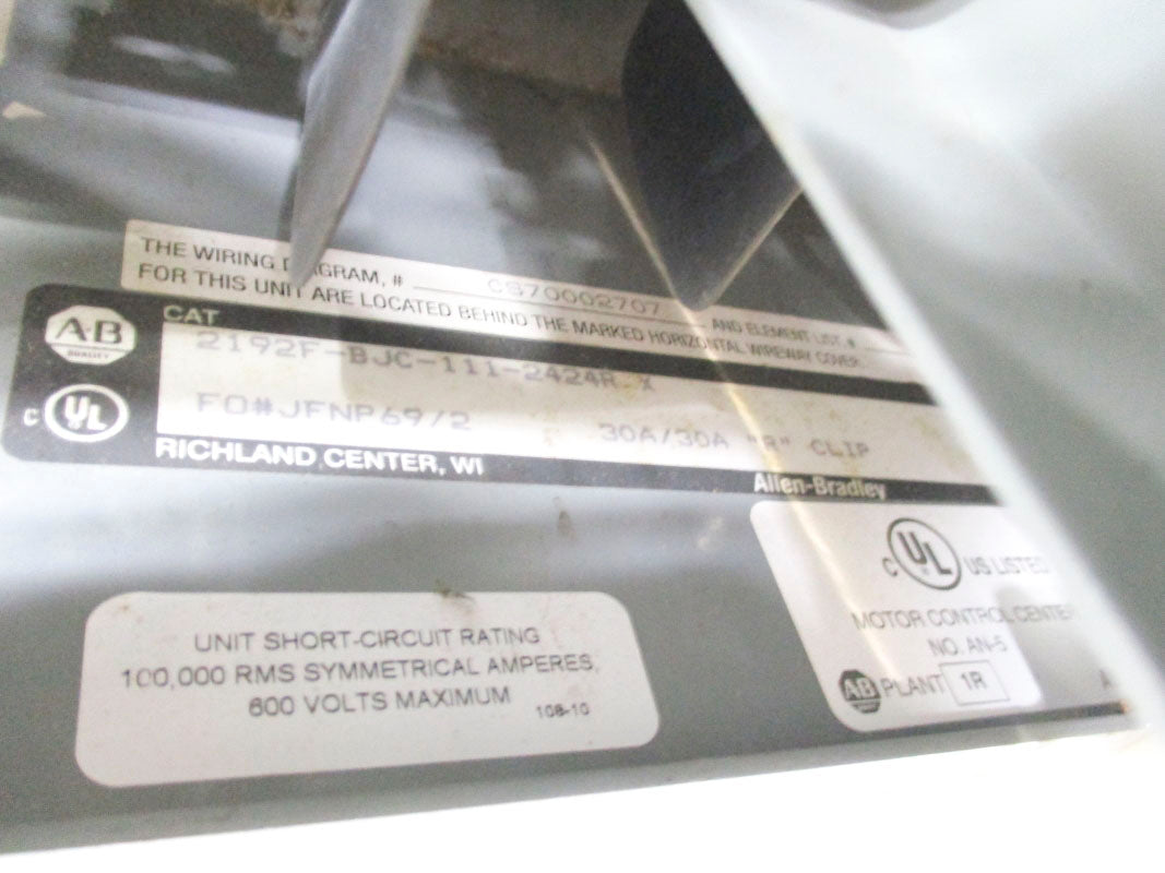 ALLEN BRADLEY 2192F-BJC-111-2424R-X 30A NSNP