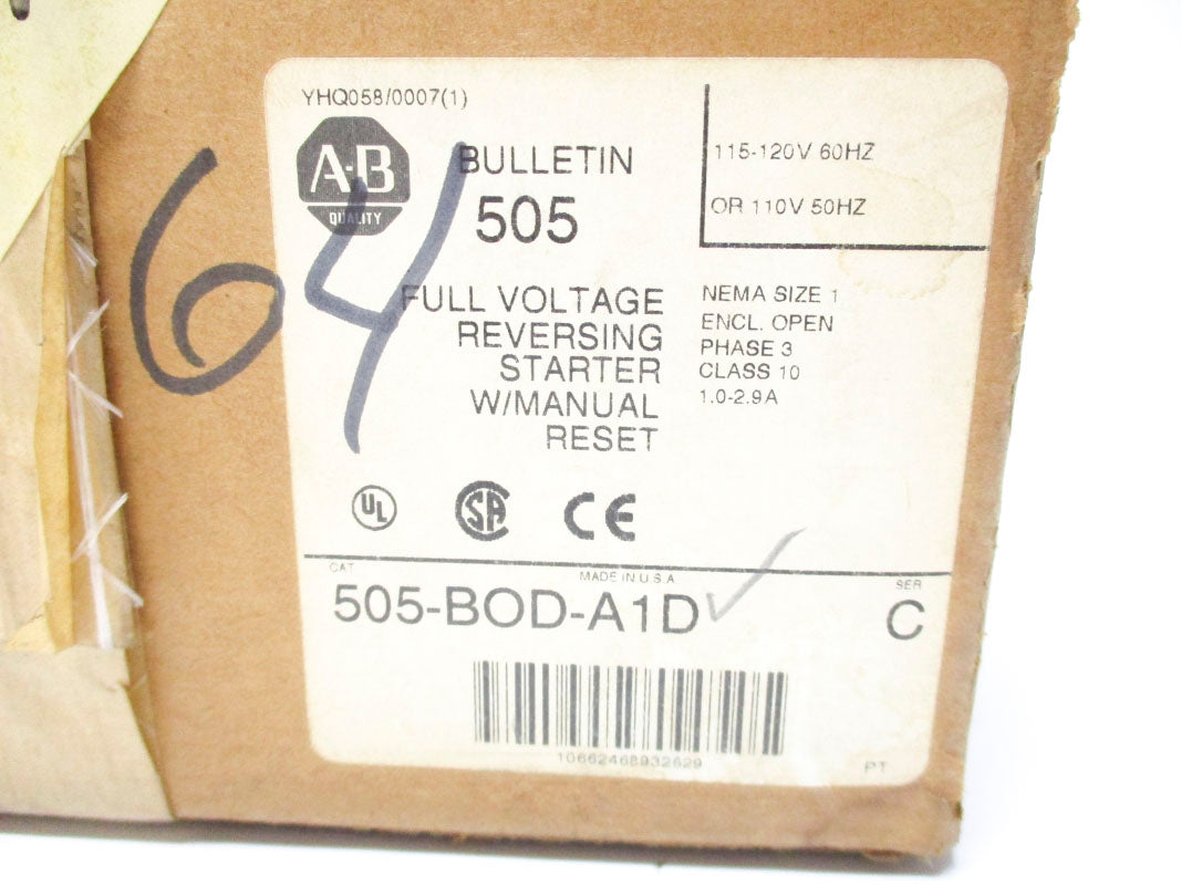 ALLEN BRADLEY 505-BOD-A1D SER. C 2.9A 120V (BR/WH) NSFS