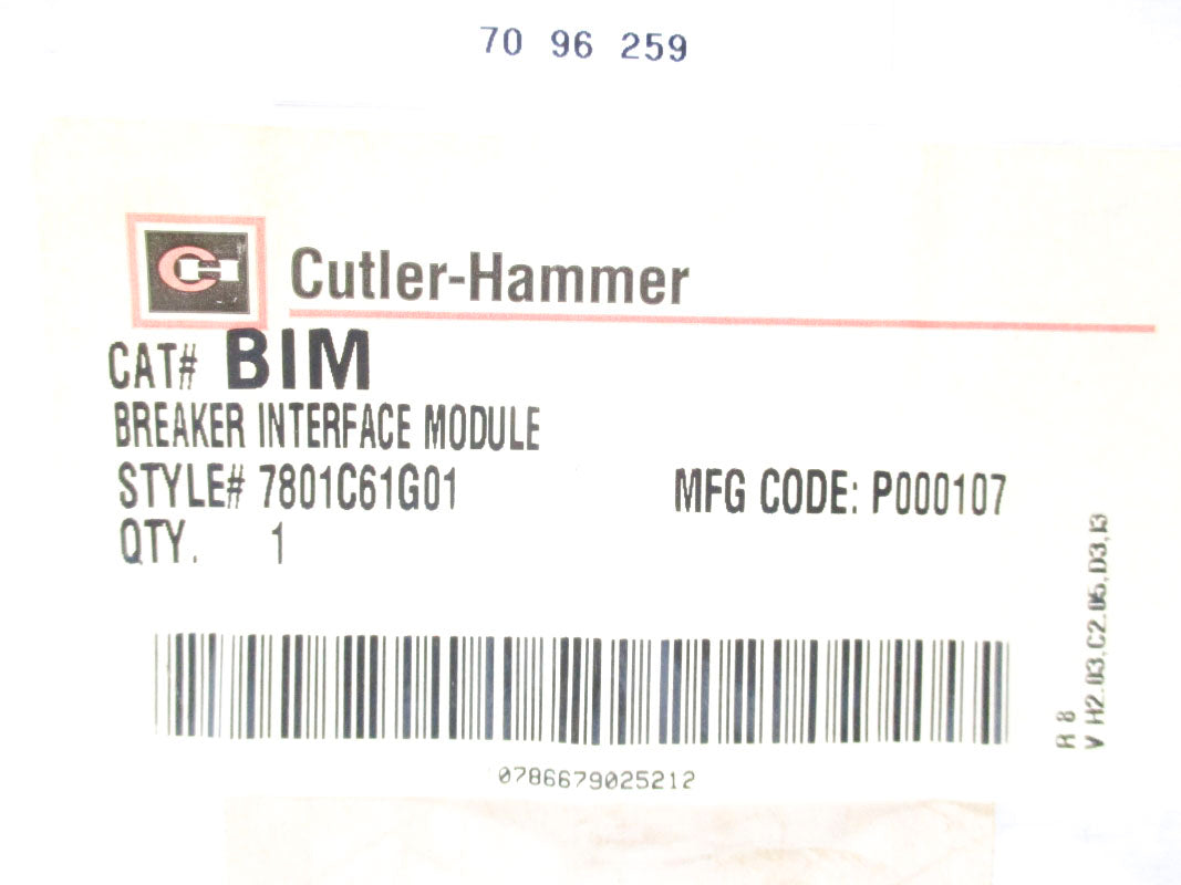 CUTLER HAMMER BIM 7801C61G01 NSMP