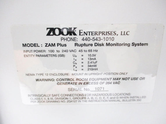 ZOOK ENTERPRISES ZAM PLUS NSNP