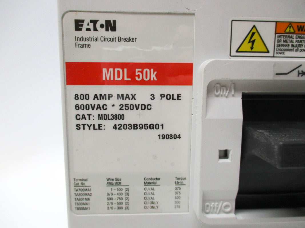 EATON MDL3800 4203B95G01 SER. C 600VAC 800A NSMP